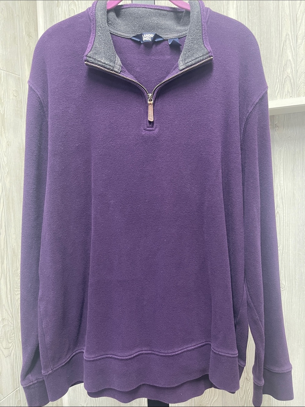 Lands’ End Men’s Bedford Rib Quarter Zip Sweater XL